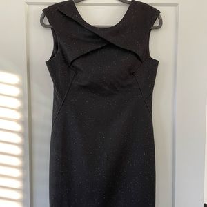 Speckled Black and White Midi Dress